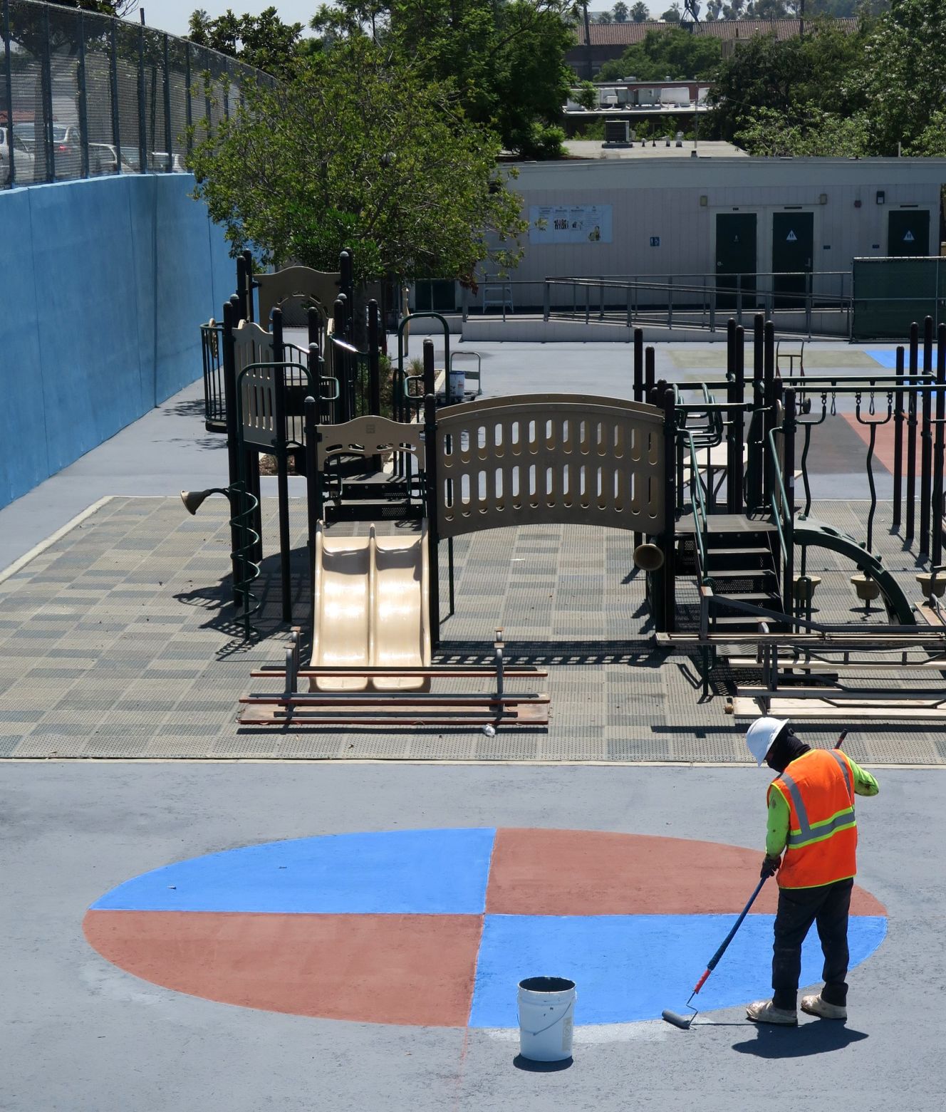 Logan Street School Playground being painted